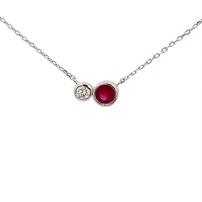 Parrys Jewellers 18ct White Gold Ruby and Diamond Pendant w/ Chain