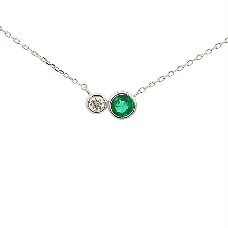 Parrys Jewellers 18ct White Gold Emerald and Diamond Pendant w/ Chain