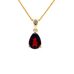 Parrys Jewellers 9ct Yellow Gold Pear Cut Garnet and Diamond Pendant