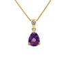 Parry Jewellers 9ct Yellow Gold 8x6mm Pear Cut Amethyst and Diamond Pendant