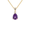 Parry Jewellers 9ct Yellow Gold 8x6mm Pear Cut Amethyst and Diamond Pendant