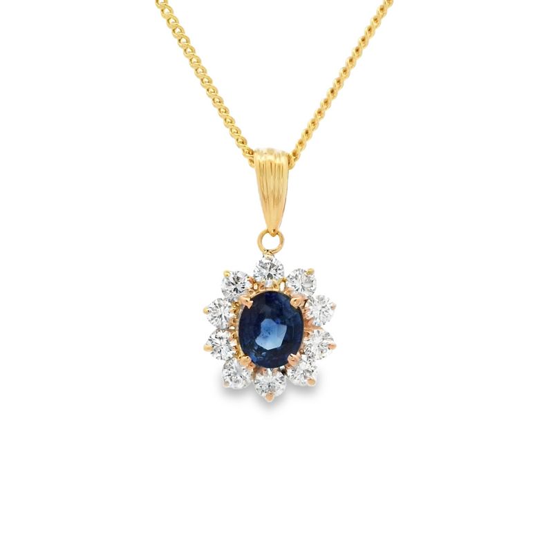 18ct Yellow Gold Sapphire and Diamond Pendant