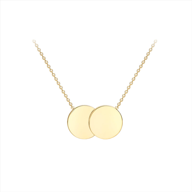 Parrys Jewellers 9ct Yellow Gold Solid Double Disc Necklace 41+2cm