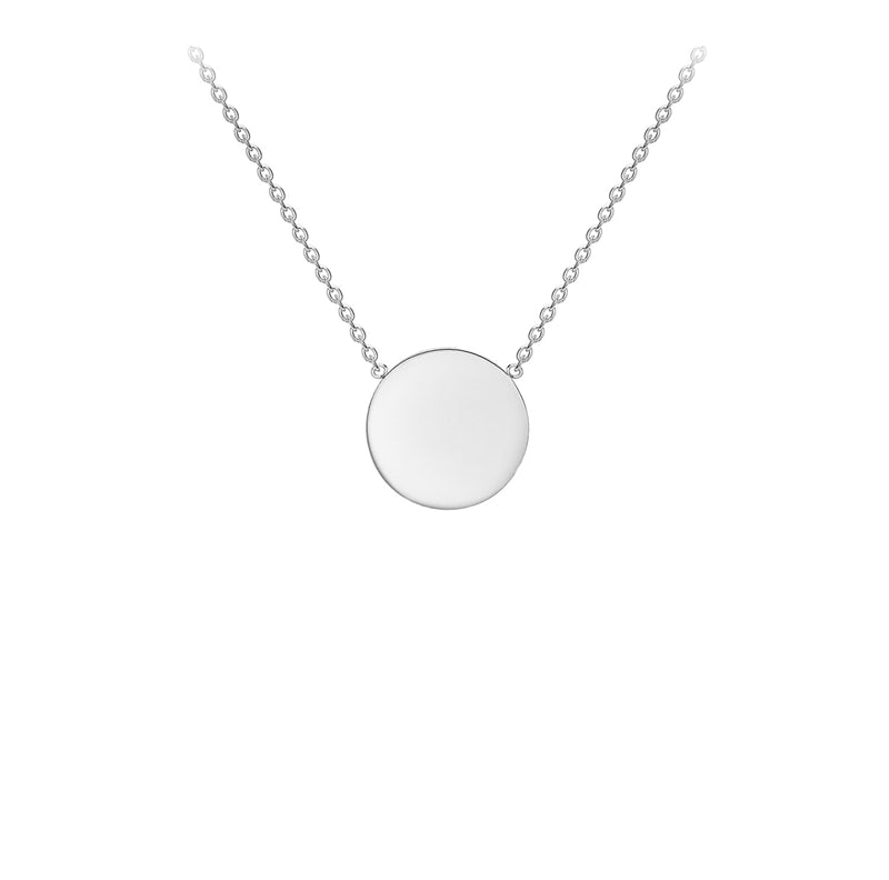9ct White Gold Solid Disc Necklace 41+2cm