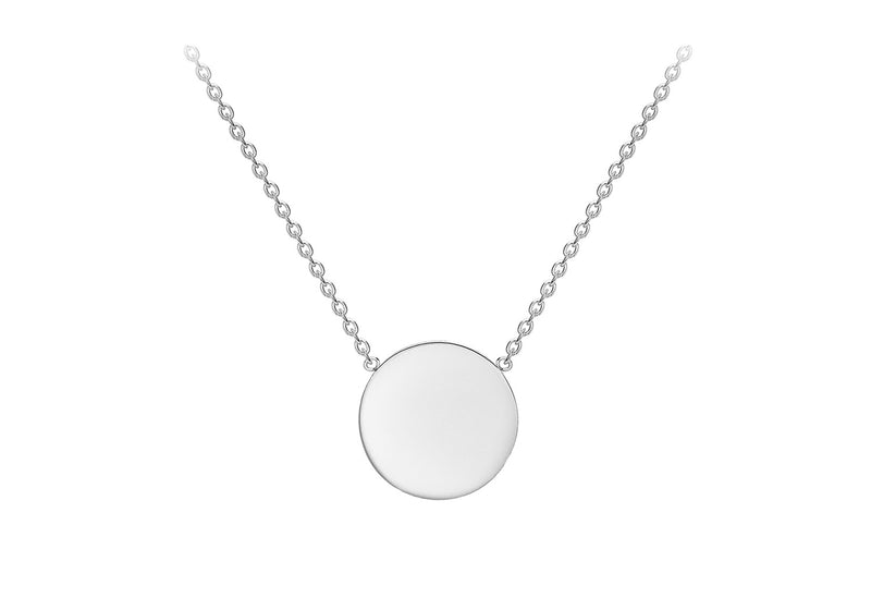 Parrys Jewellers 9ct White Gold Solid Disc Necklace 41+2cm