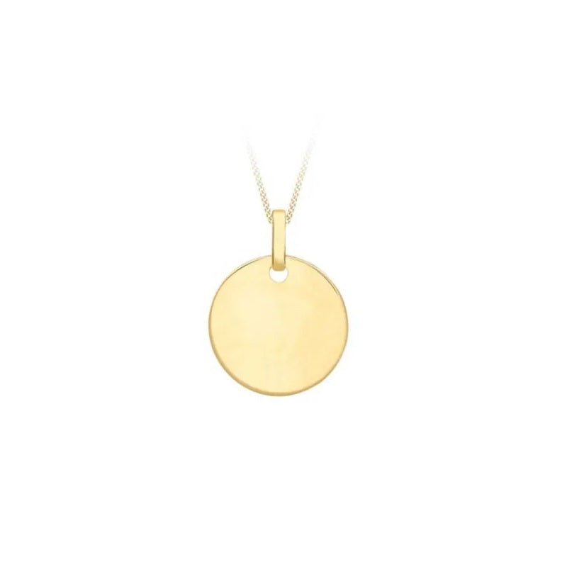 Parrys Jewellers 9ct Yellow Gold Round Disc Pendant 19mm