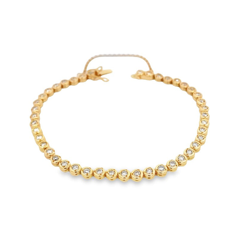 Parrys Jewellers 18ct Yellow Gold Diamond Bezel Set Tennis Bracelet TDW 3.50ct