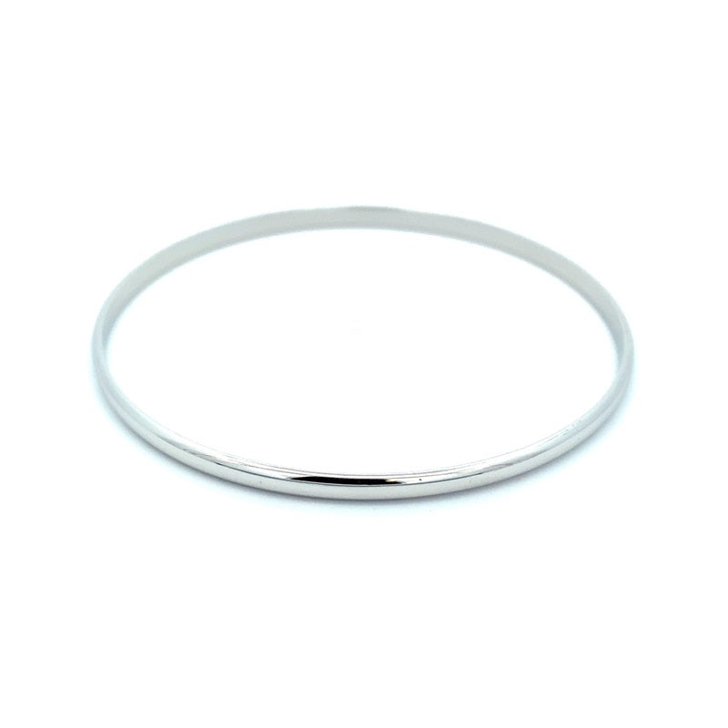 Parrys Jewellers 9ct White Gold 3mm Solid Half Round Bangle