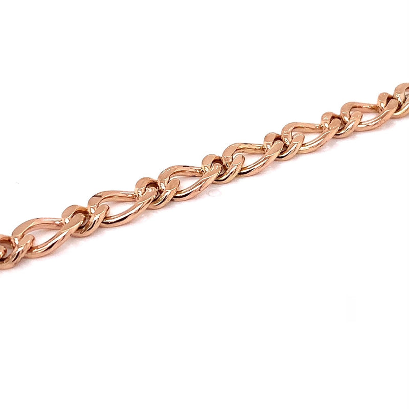 Parrys Jewellers 9ct Rose Gold Diamond Cut Figaro 1+1 Bracelet