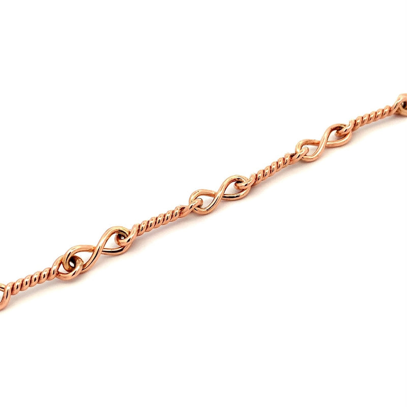 Parrys Jewellers 9ct Rose Gold Twist and Infinity Link Anklet