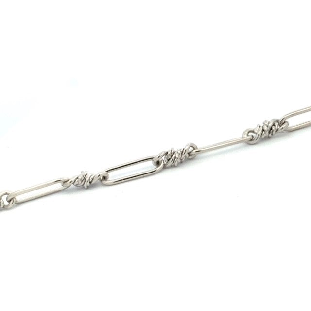Parrys Jewellers 9ct White Gold Twist and Oval Link Bracelet