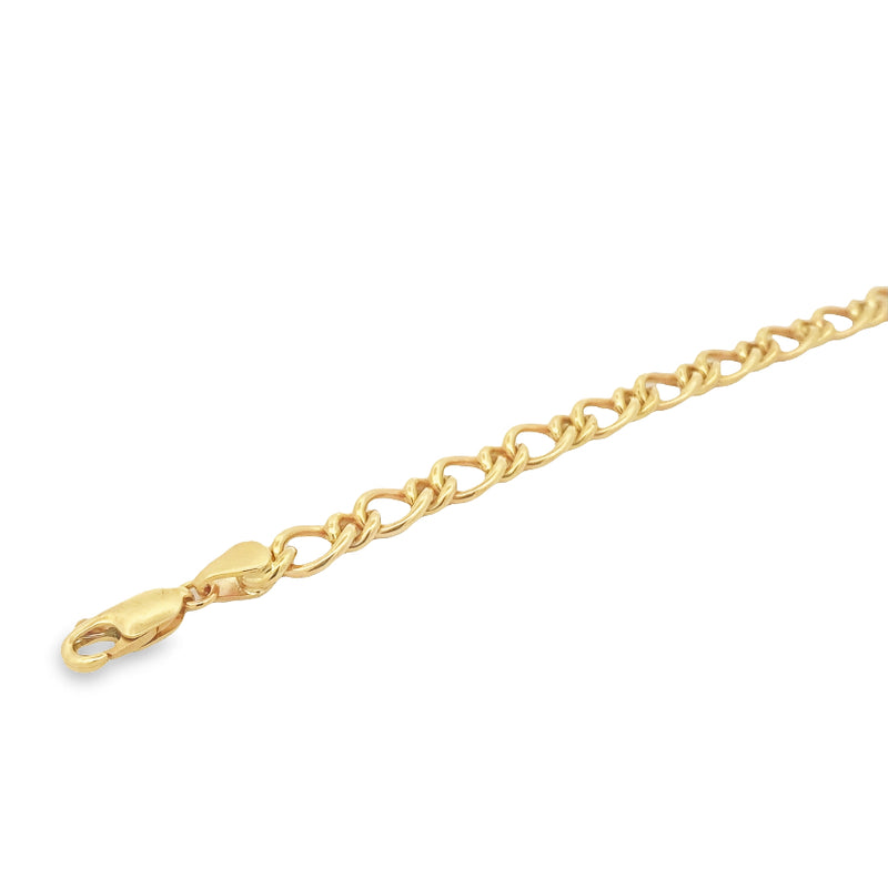 Parrys Jewellers 9ct Yellow Gold Diamond Cut Figaro 1+1 Bracelet 19cm