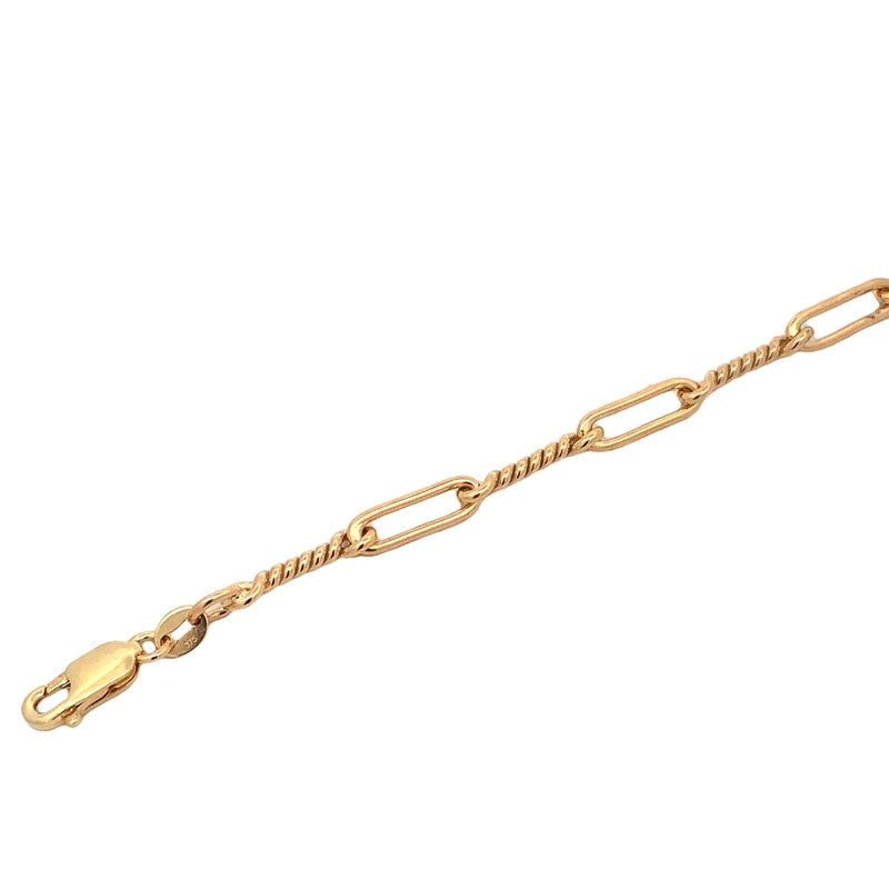 Parrys Jewellers 9ct Yellow Gold Twist and Oval Link Bracelet
