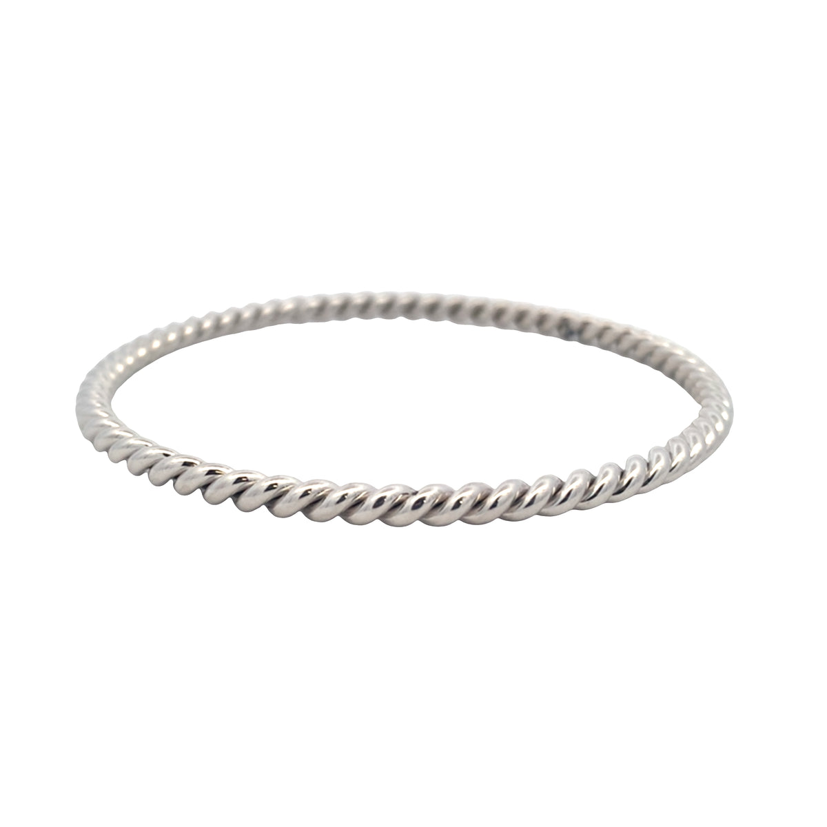 9ct Yellow Gold 2mm Wire Twist Bangle 17.4gms 63mm id
