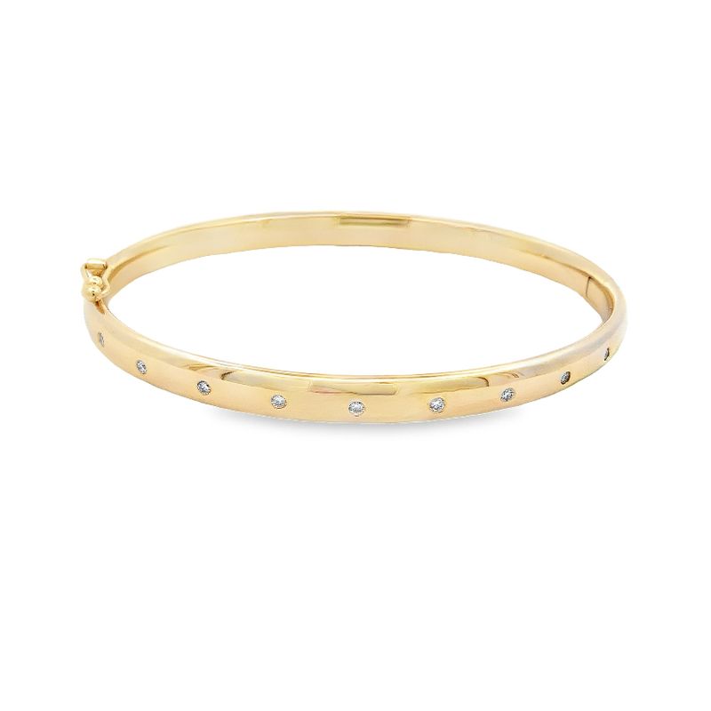 9ct Yellow Gold Diamond Hinged Bangle – 5mm Comfort Fit