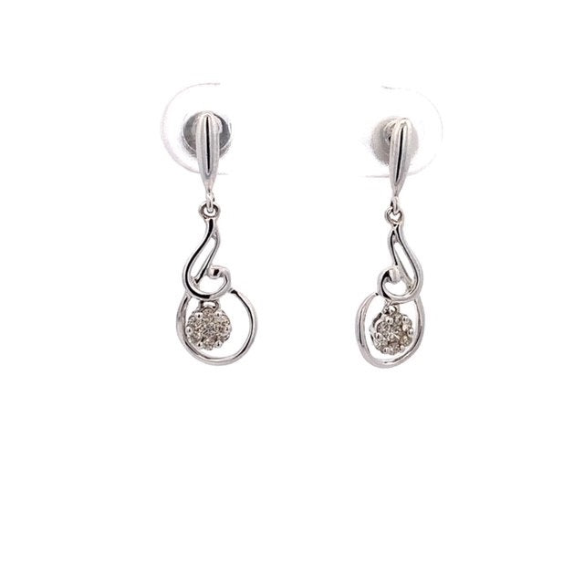 Parrys Jewellers 18Ct W/Gold 15Rb=0.15Ct Dia Drop Earrings
