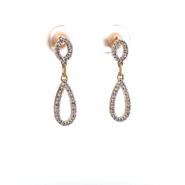 Parrys Jewellers 9ct Yellow Gold Diamond Set Drop Earrings Tdw=0.15Ct