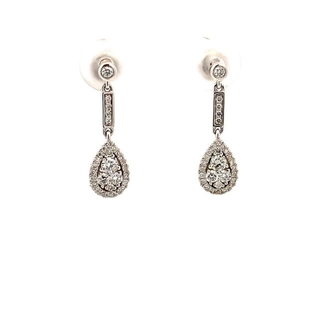 Parrys Jewellers 18ct White Gold Diamond Drop Stud Earrings TDW 0.47ct