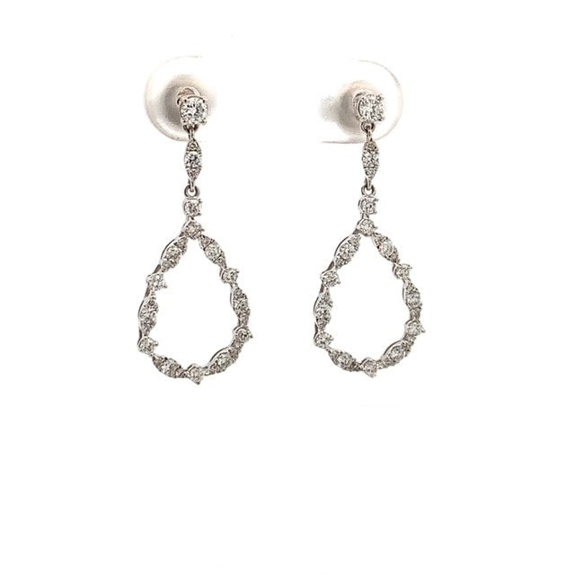 Parrys Jewellers 18ct White Gold Diamond Open Pear Drop Earrings TDW 0.61ct