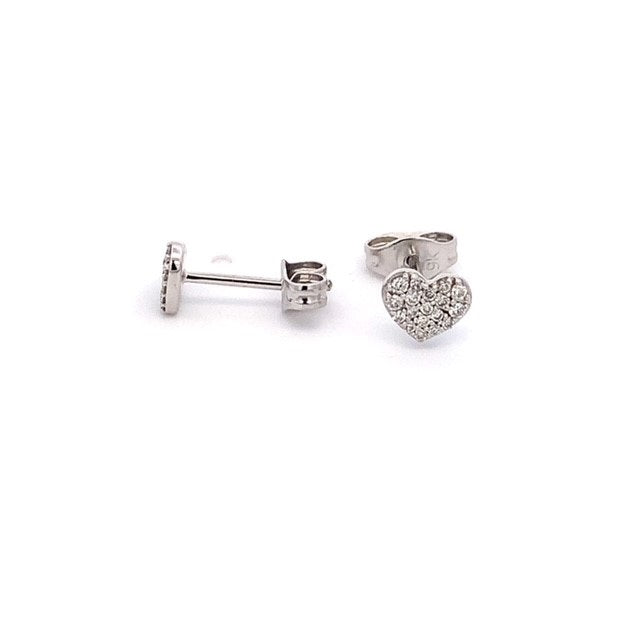 Parrys Jewellers 9ct White Gold Diamond Heart Stud Earrings TDW 0.15ct