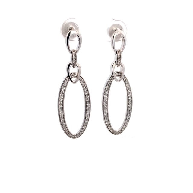 Parrys Jewellers 9ct White Gold Diamond Oval Drop Earrings TDW 0.54ct