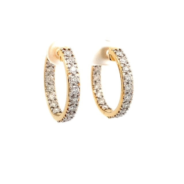 Parrys Jewellers 18ct Yellow Gold Front Back Diamond Set Hoop Earrings TDW 2.31ct