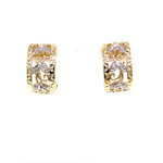 Parrys Jewellers 9ct Yellow Gold Patterned Diamond Set Huggie Earrings TDW 0.04ct