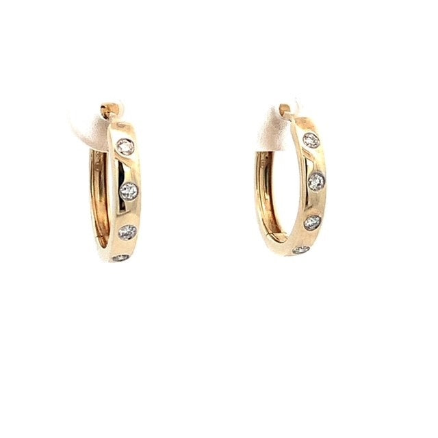 Parrys Jewellers 9ct Yellow Gold Diamond Set Huggie Earrings TDW 0.15ct