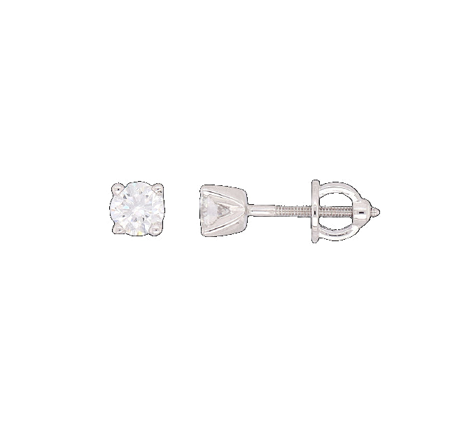 Parrys Jewellers 18ct White Gold Solitaire Diamond Studs With Threaded Post And Butterflies TDW 0.75ct