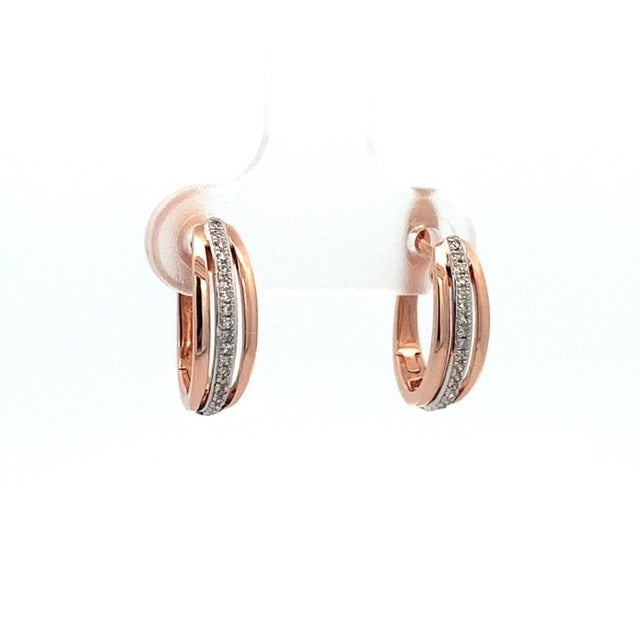 Parrys Jewellers 9ct Rose Gold 3 Row Diamond Huggie Earrings TDW 0.10ct