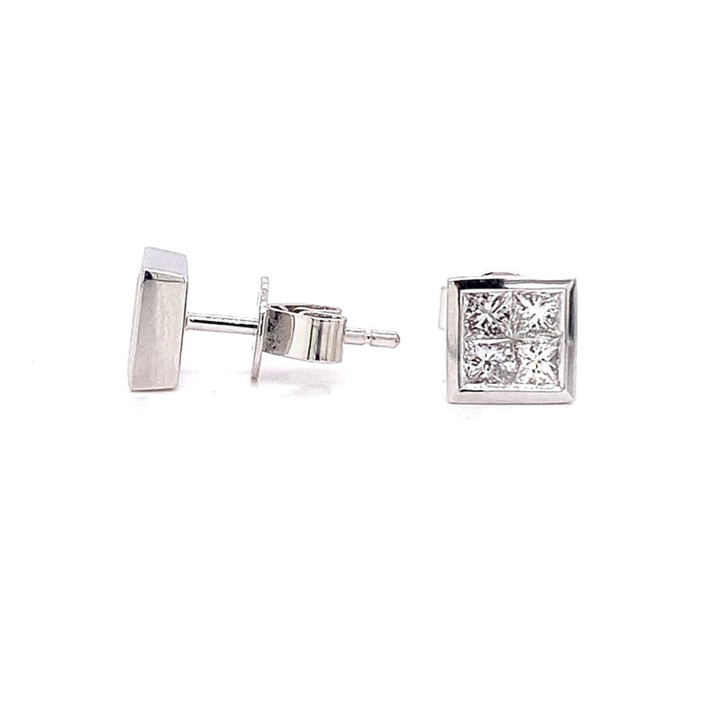 Parrys Jewellers 9ct White Gold Princess Cut Diamonds Studs TDW 0.57ct