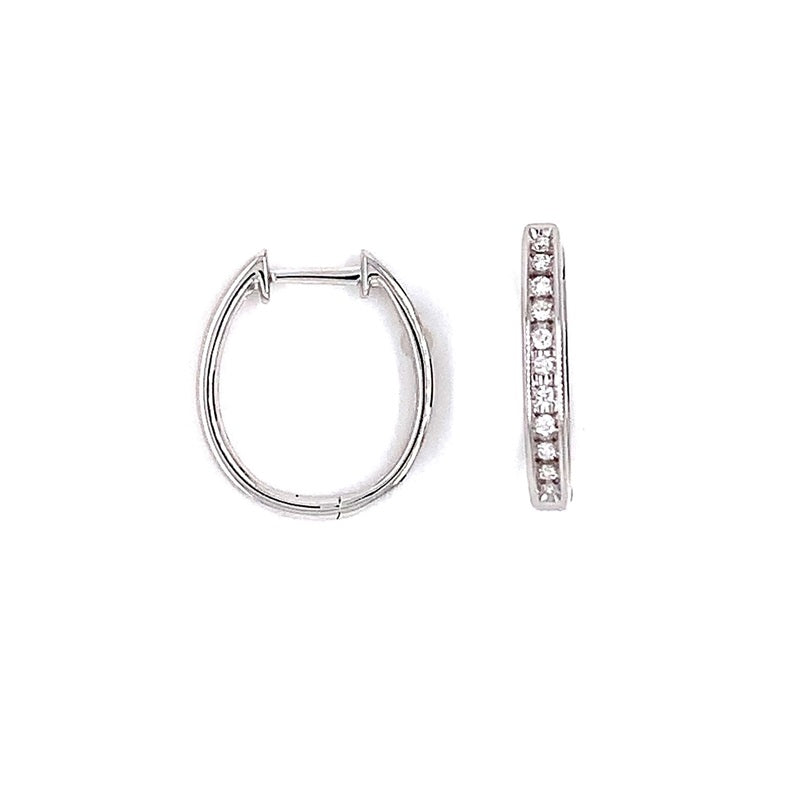 Parrys Jewellers 9ct White Gold Diamond Set Huggie Earrings TDW 0.16ct