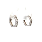Parrys Jewellers 18ct White Gold Baguette Diamond Hexagonal Huggie Earrings TDW 0.24ct