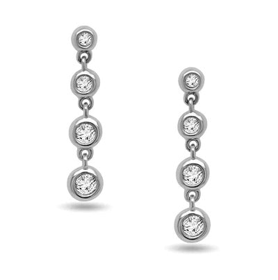 Parrys Jewellers 9ct White Gold Diamond 4 Drop Earrings TDW 0.14ct