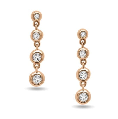 Parrys Jewellers 9ct Rose Gold Diamond 4 Drop Earrings TDW 0.14ct