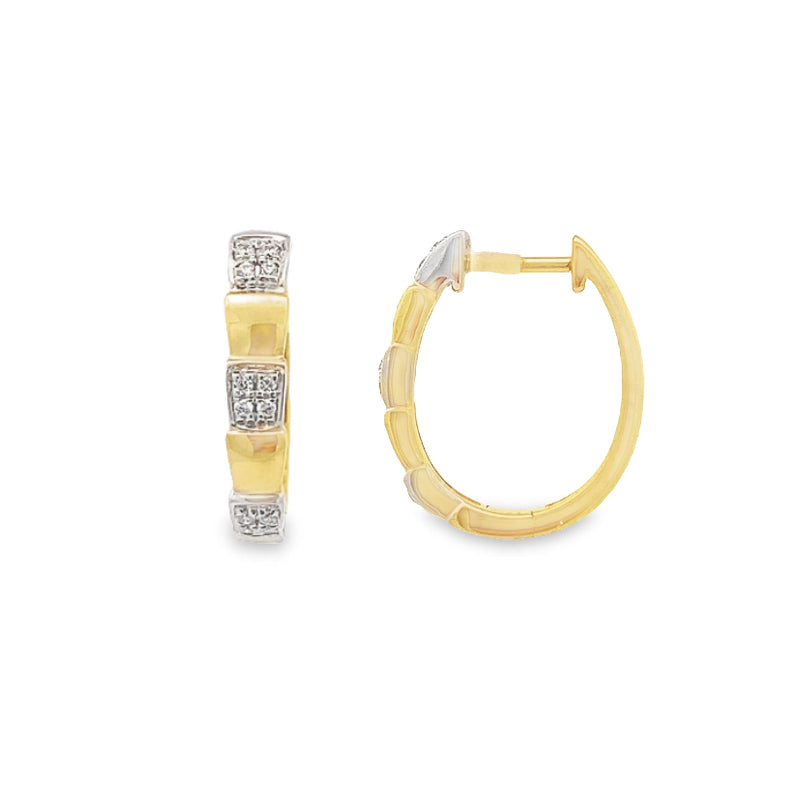 Parrys Jewellers 9ct Two Tone Yellow & White Gold Diamond Set Huggies TDW 0.08ct