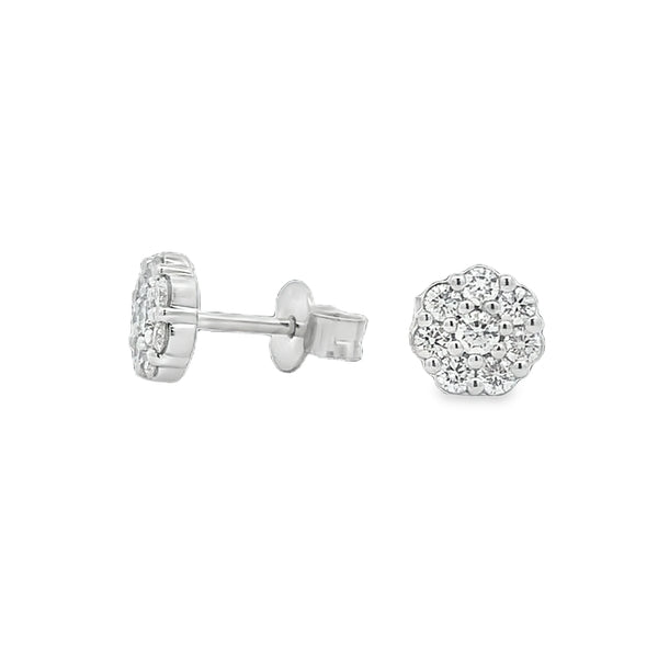 Parrys Jewellers 9ct White Gold Diamond Set Cluster Stud Earrings TDW=0.50ct