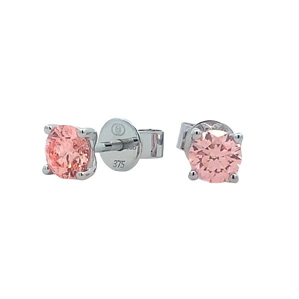 9ct W/G Vivid Pink LGD Diamond Earrings