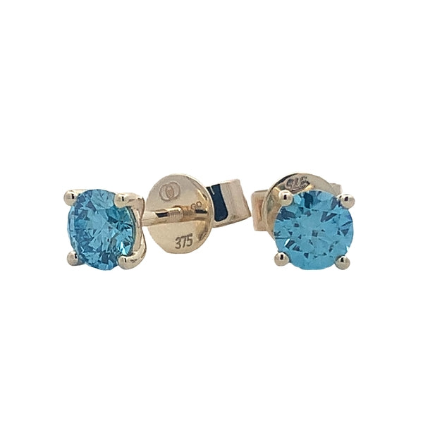 9ct Y/G Vivid Blue LGD Earrings