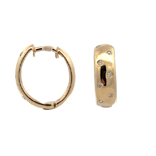9ct Yellow Gold tdw=0.14ct Diamond Set Huggies