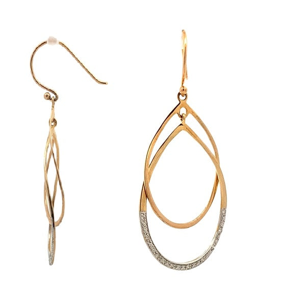 9ct Yellow Gold Diamond Set Tear Drop Earrings