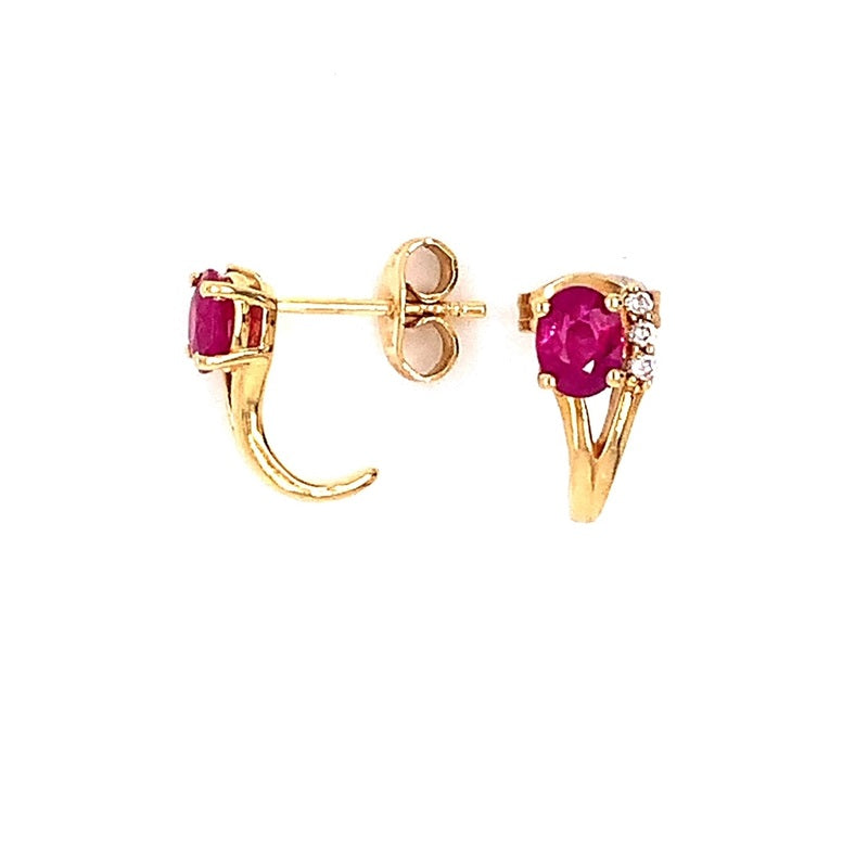 Parrys Jewellers 18ct Yellow Gold 0.83ct Natural Ruby and Diamond Stud Earrings 0.05ct TDW