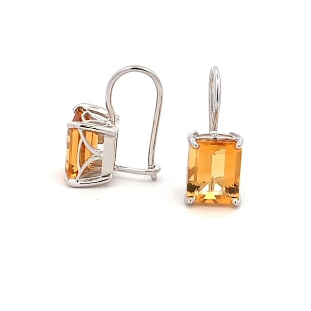 Parrys Jewellers 9ct White Gold 4.05ct Citrine Drop Earrings