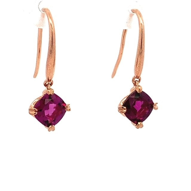 Parrys Jewellers 9ct Rose Gold Rhodalite Garnet Drop Earrings