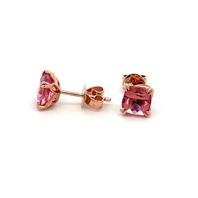 Parrys Jewellers 9ct Rose Gold Pink Toumaline Studs