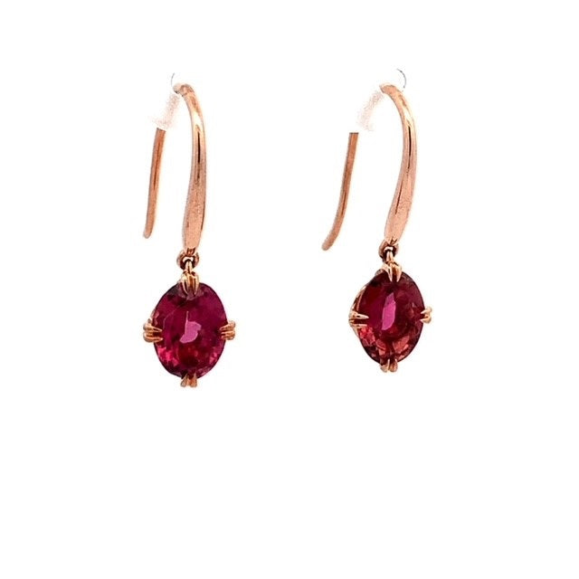 Parrys Jewellers 9ct Yellow Gold Pink Tourmaline Oval Drop Earrings
