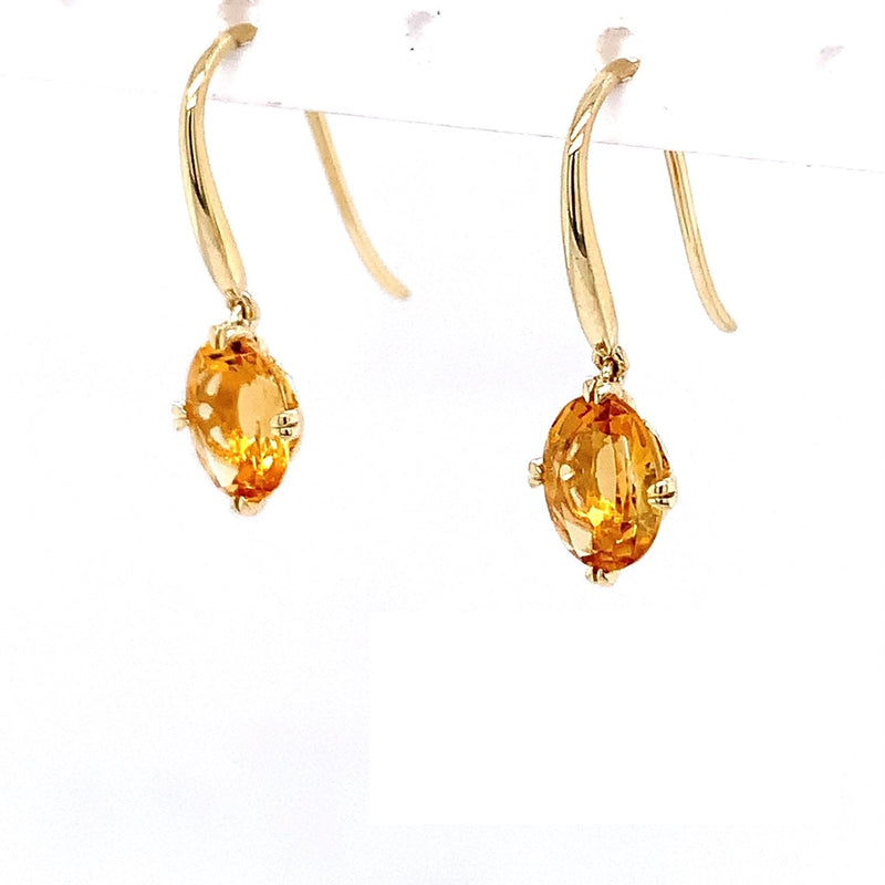 Parrys Jewellers 9ct Yellow Gold Oval Citrine Drop Earrings