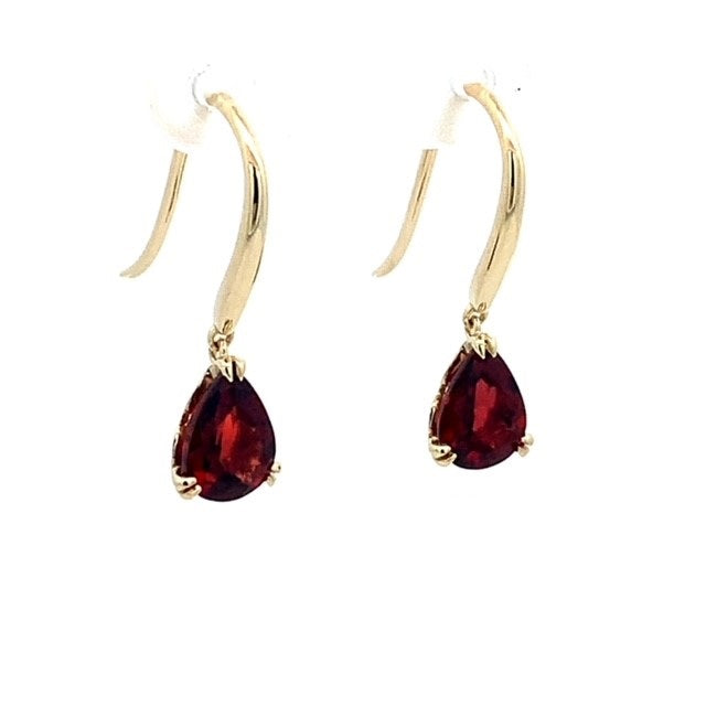 Parrys Jewellers 9ct Yellow Gold Pear Garnet Drop Earrings