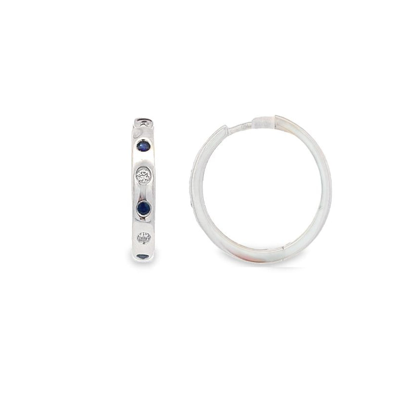 Parrys Jewellers 9ct White Gold Sapphire and Diamond Huggie Earrings