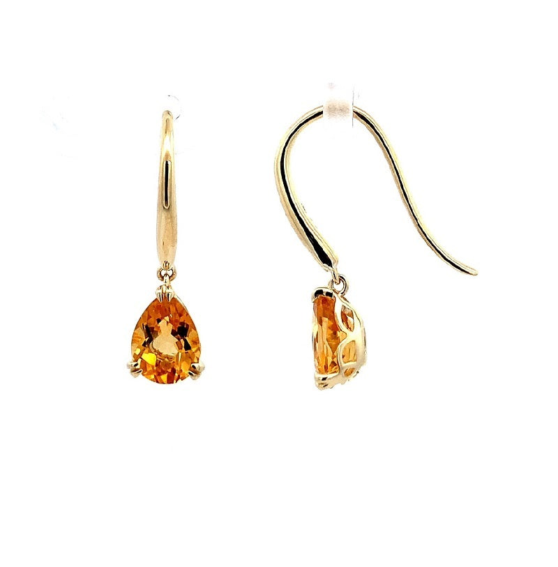 Parrys Jewellers 9ct Yellow Gold Pear Citrine Drop Earrings
